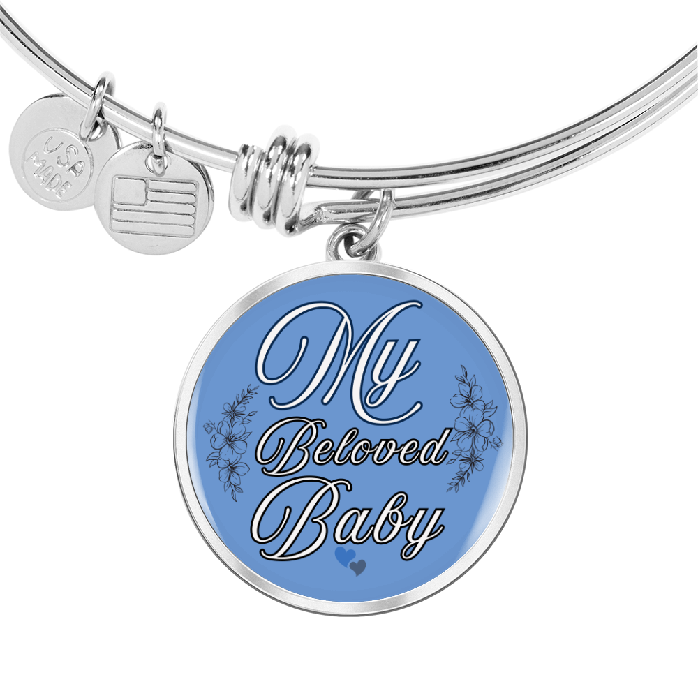 Personalized ''My Beloved Baby'' Circle Engraving Bangle- a Gift for a Mother/Wife.