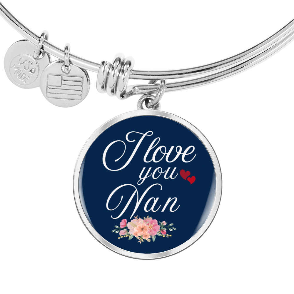 Personalized ''I love You Nan'' Circle Engraving Bangle- a Gift for Wife.
