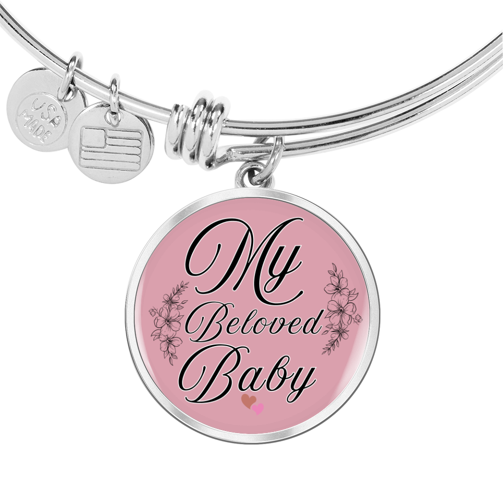 Personalized ''My Beloved Baby'' Circle Engraving Bangle- a Gift for a Mother/Wife.