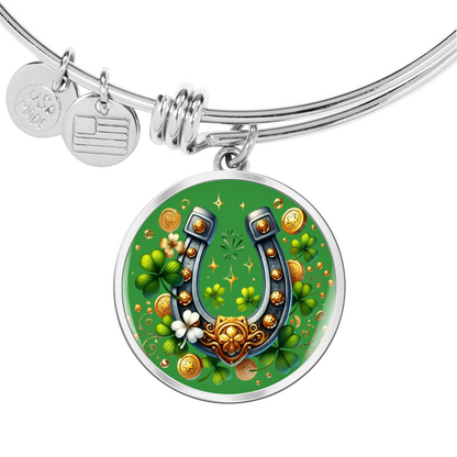 Personalized ''Golden Luck Charm'' Circle Engraving Bangle- a Gift for Daughter/Wife/Mothers.