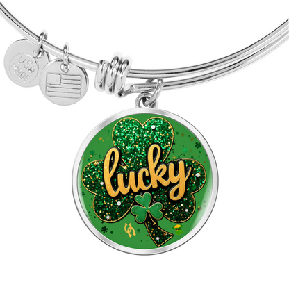 Personalized ''Lucky'' Circle Engraving Bangle- a Gift for Daughter/Wife/Mothers.
