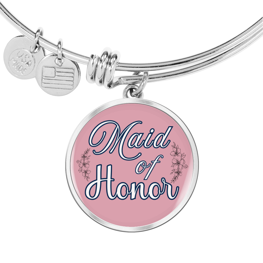 Personalized ''Maid of Honor'' Circle Engraving Bangle- a Gift for Bridal Party Members.