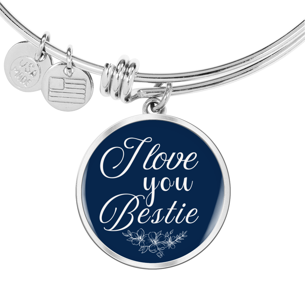 Personalized ''I love You Bestie'' Circle Engraving Bangle- a Gift for a Loved one