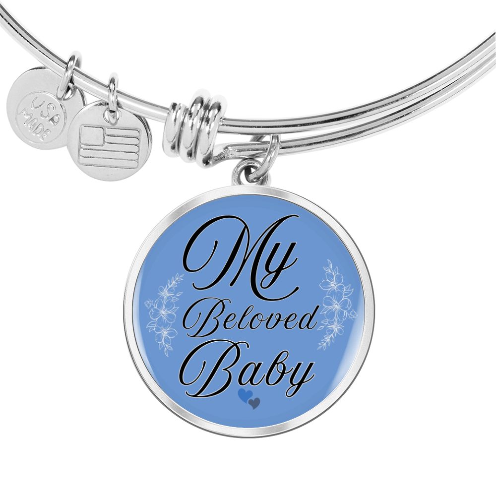Personalized ''My Beloved Baby'' Circle Engraving Bangle- a Gift for a Mother/Wife.