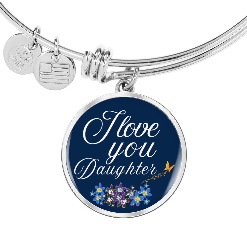 Personalized ''I Love You Daughter'' Circle Engraving Bangle- a Gift for Daughter/Sister/Mother.