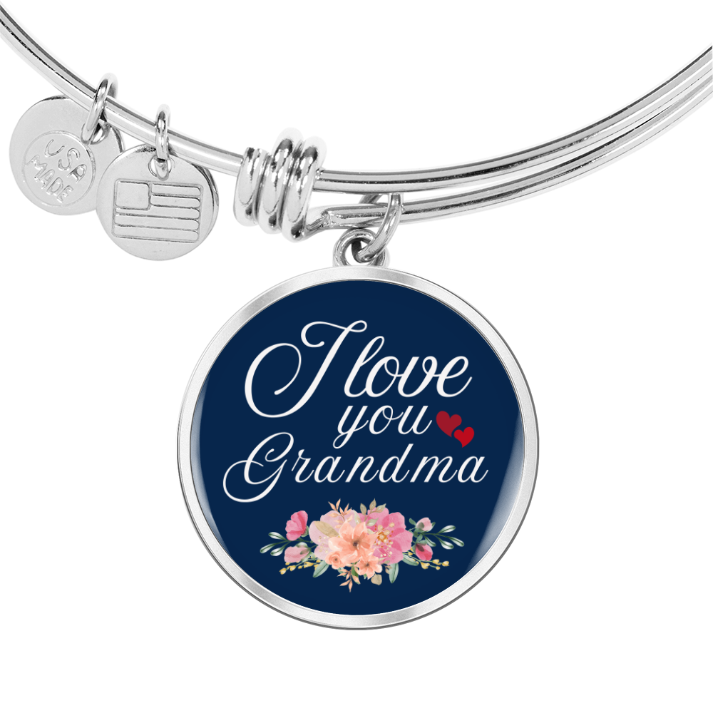 Personalized ''I Love  You Grandma'' Circle Engraving Bangle- a Gift for Wife