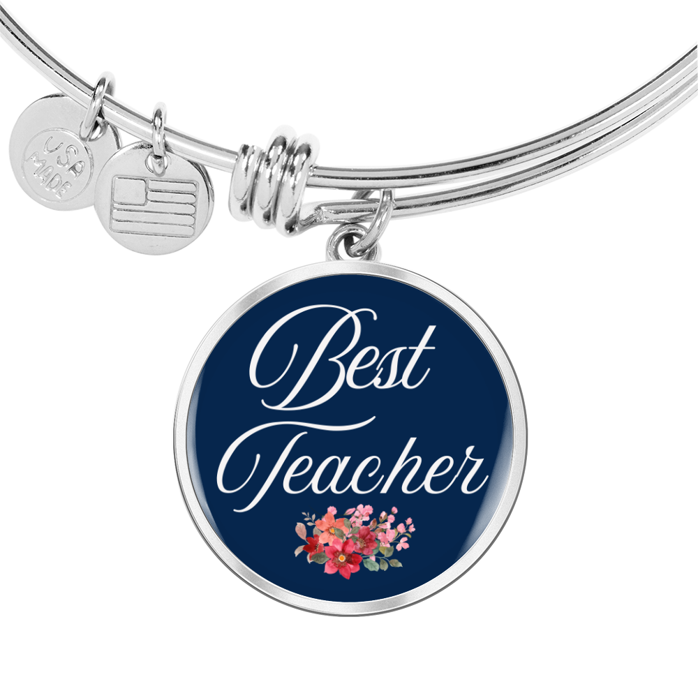 Personalized ''Best Teacher'' Circle Engraving Bangle- a Gift for Teacher.