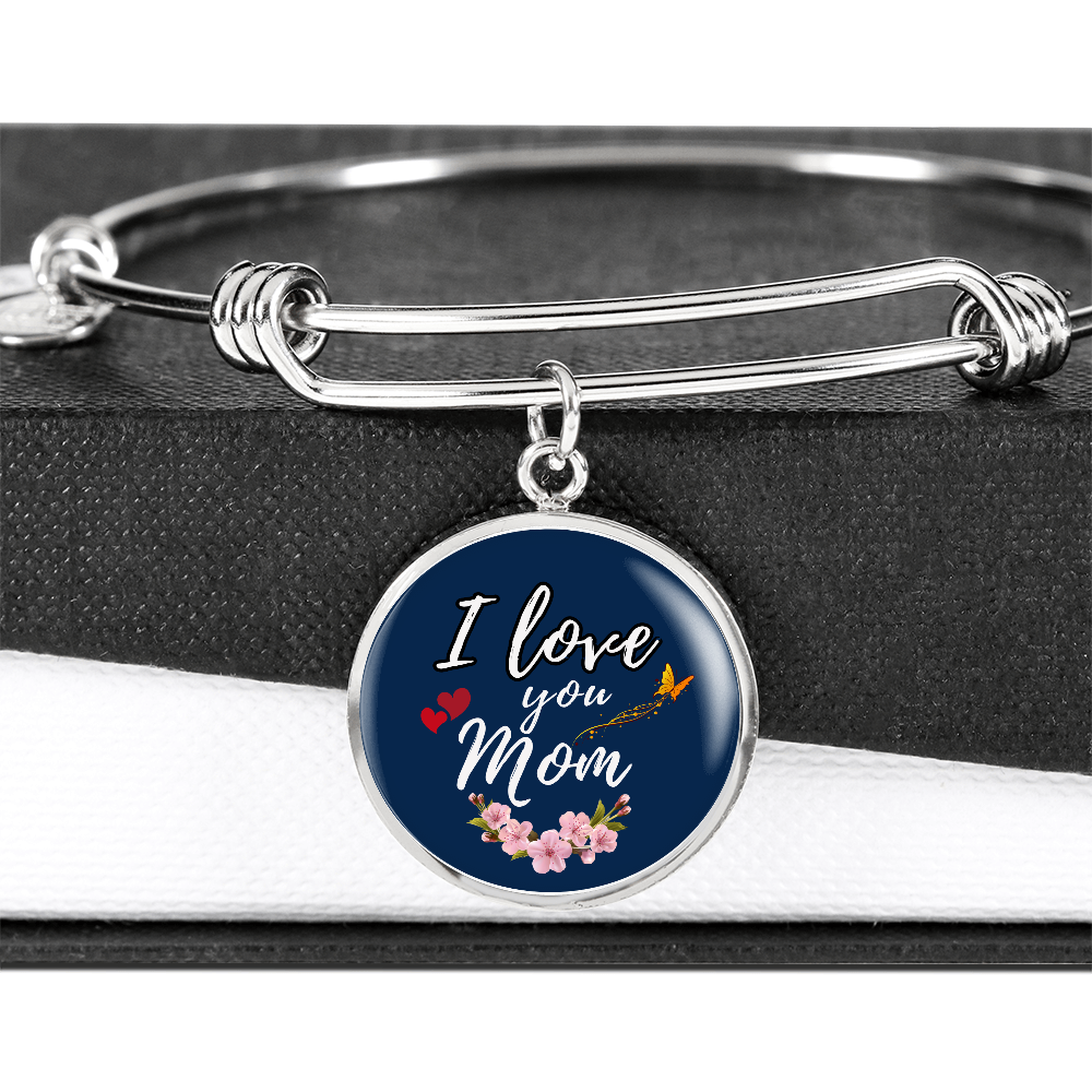 Personalized Luxury Circle I Love you Mom Bangle- A Gift for a Wife/Soulmate.