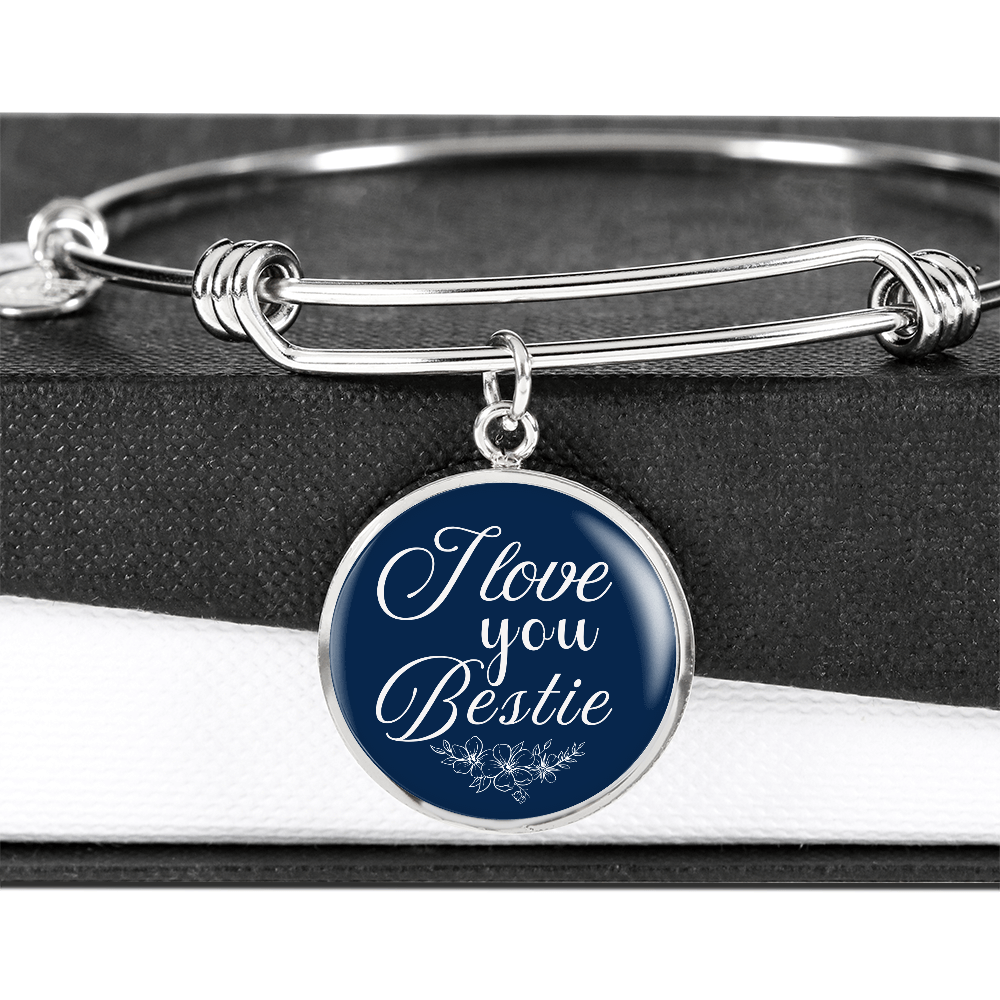 Personalized ''I love You Bestie'' Circle Engraving Bangle- a Gift for a Loved one