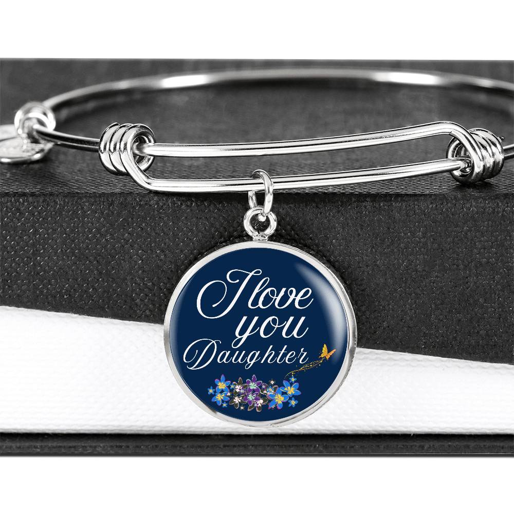 Personalized ''I Love You Daughter'' Circle Engraving Bangle- a Gift for Daughter/Sister/Mother.