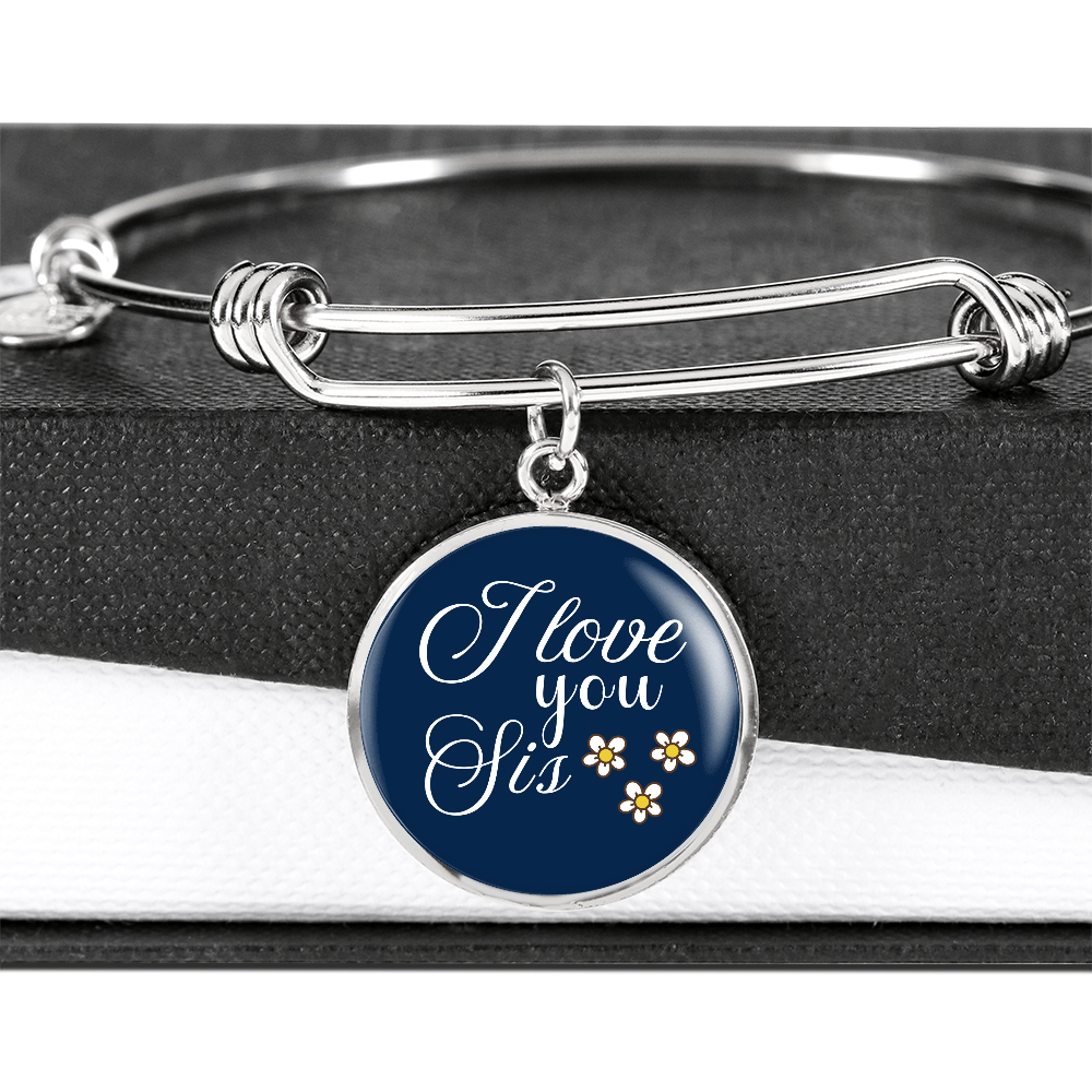 Personalized ''I Love You Sis'' Circle Engraving Bangle- a Gift for a Sister/Best Friend.