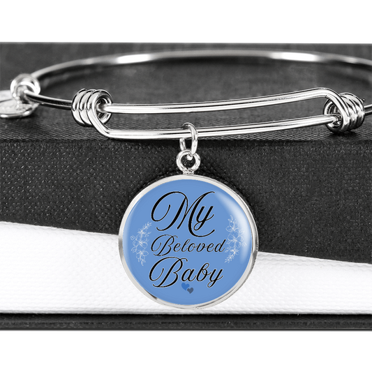 Personalized ''My Beloved Baby'' Circle Engraving Bangle- a Gift for a Mother/Wife.