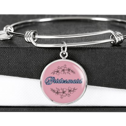 Personalized ''Bridesmaid'' Circle Engraving Bangle- a Gift for Bridal Party Members.