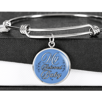 Personalized ''My Beloved Baby'' Circle Engraving Bangle- a Gift for a Mother/Wife.