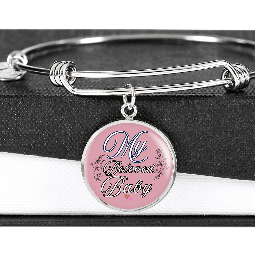 Personalized ''My Beloved Baby'' Circle Engraving Bangle- a Gift for a Mother/Wife.