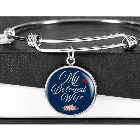 Personalized ''My Beloved Wife'' Circle Engraving Bangle- a Gift for Wife