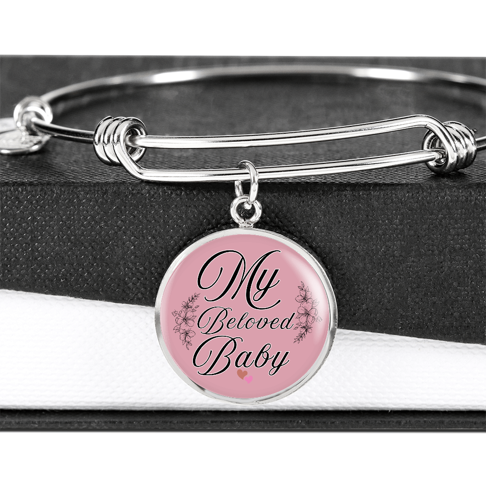 Personalized ''My Beloved Baby'' Circle Engraving Bangle- a Gift for a Mother/Wife.