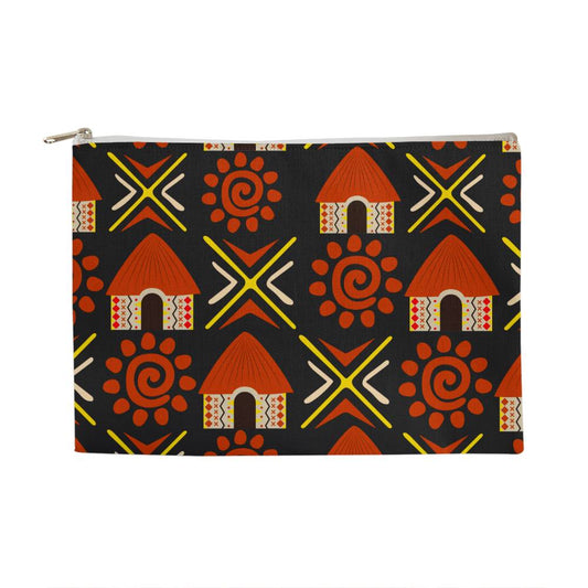 Large Tribal Huts Accessory Pouch for Mothers/Girlfriends/Sisters