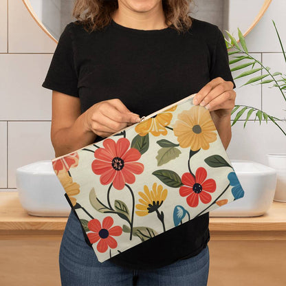 Hello Summer Floral  Large Fabric Pouch a Gift for Mom/Daughter/wife.