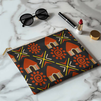 Large Tribal Huts Accessory Pouch for Mothers/Girlfriends/Sisters