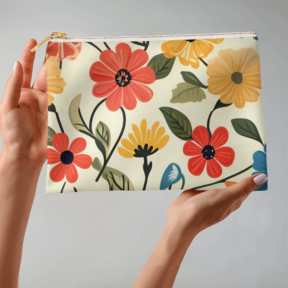 Hello Summer Floral  Large Fabric Pouch a Gift for Mom/Daughter/wife.