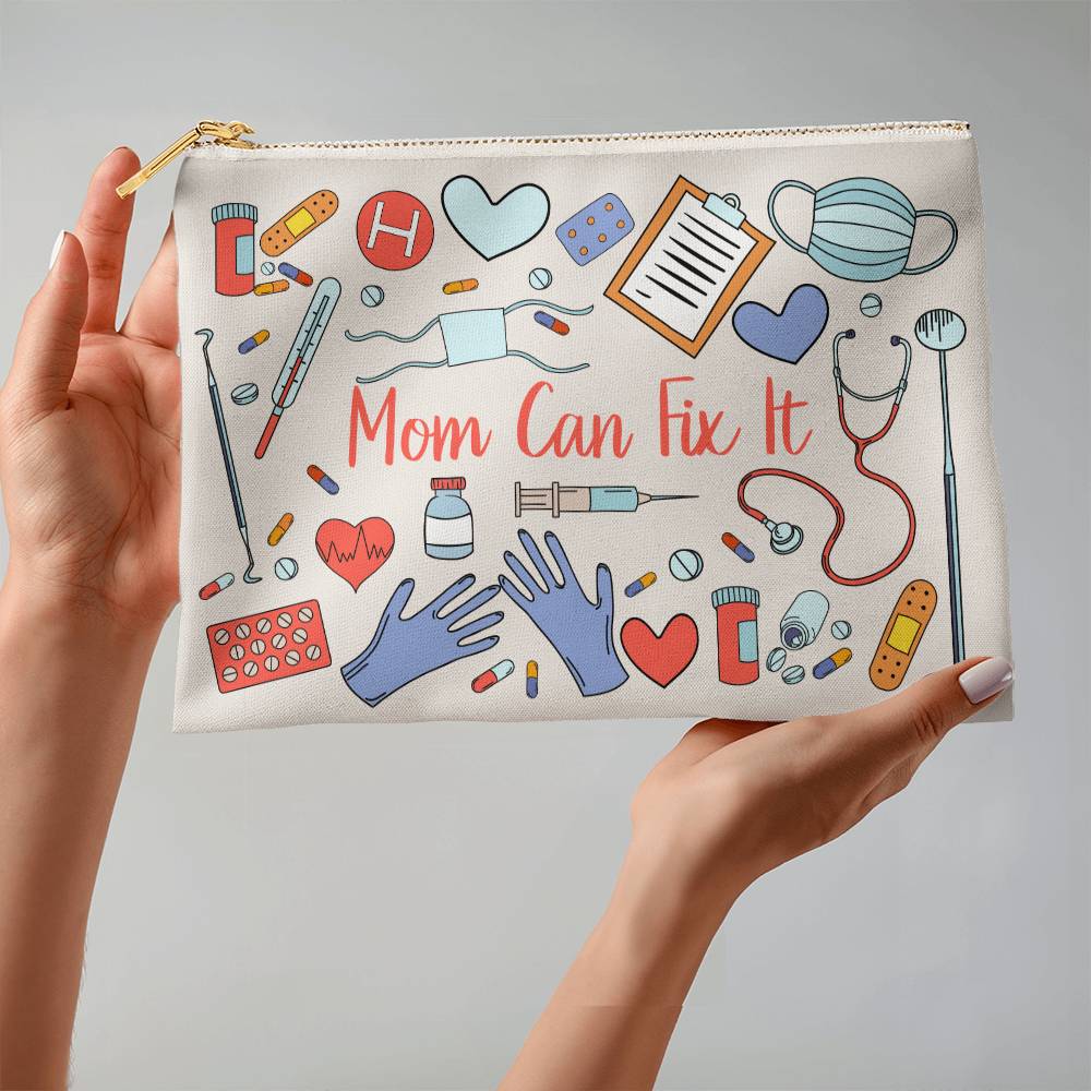 Mum Can Fix it Large Fabric Zipper Pouch for Moms/Daughters