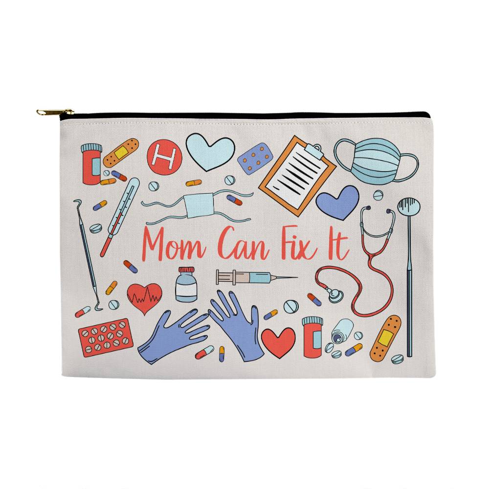 Mum Can Fix it Large Fabric Zipper Pouch for Moms/Daughters