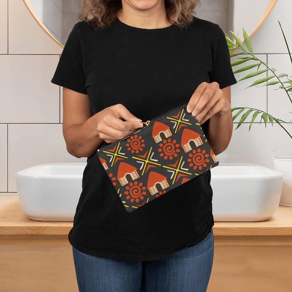 Small Tribal Huts  Fabric Zipper Pouch a Gift for Wives/Mothers/Girlfriend/Sisters.