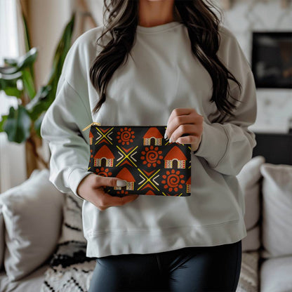 Small Tribal Huts  Fabric Zipper Pouch a Gift for Wives/Mothers/Girlfriend/Sisters.