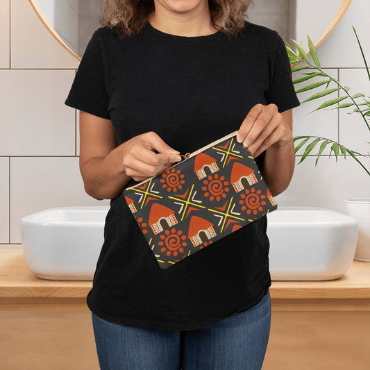 Small Tribal Huts  Fabric Zipper Pouch a Gift for Wives/Mothers/Girlfriend/Sisters.