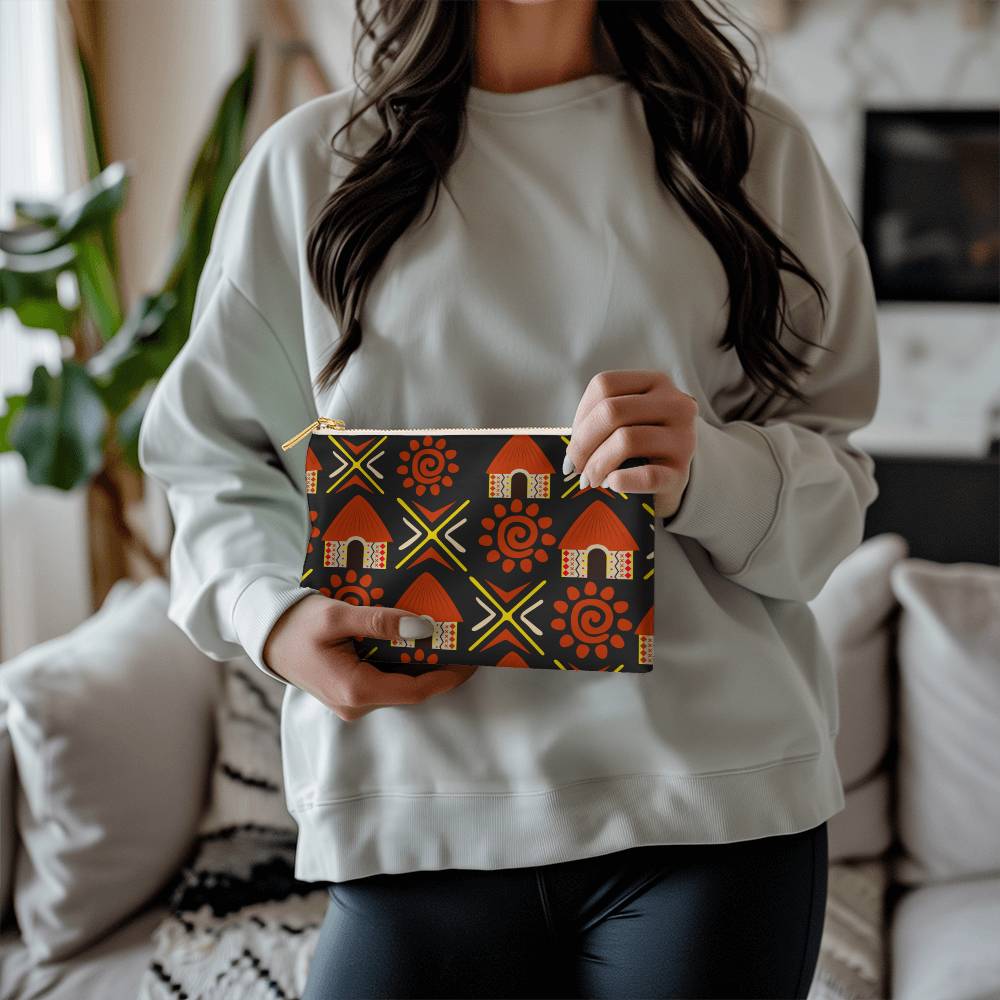 Small Tribal Huts  Fabric Zipper Pouch a Gift for Wives/Mothers/Girlfriend/Sisters.