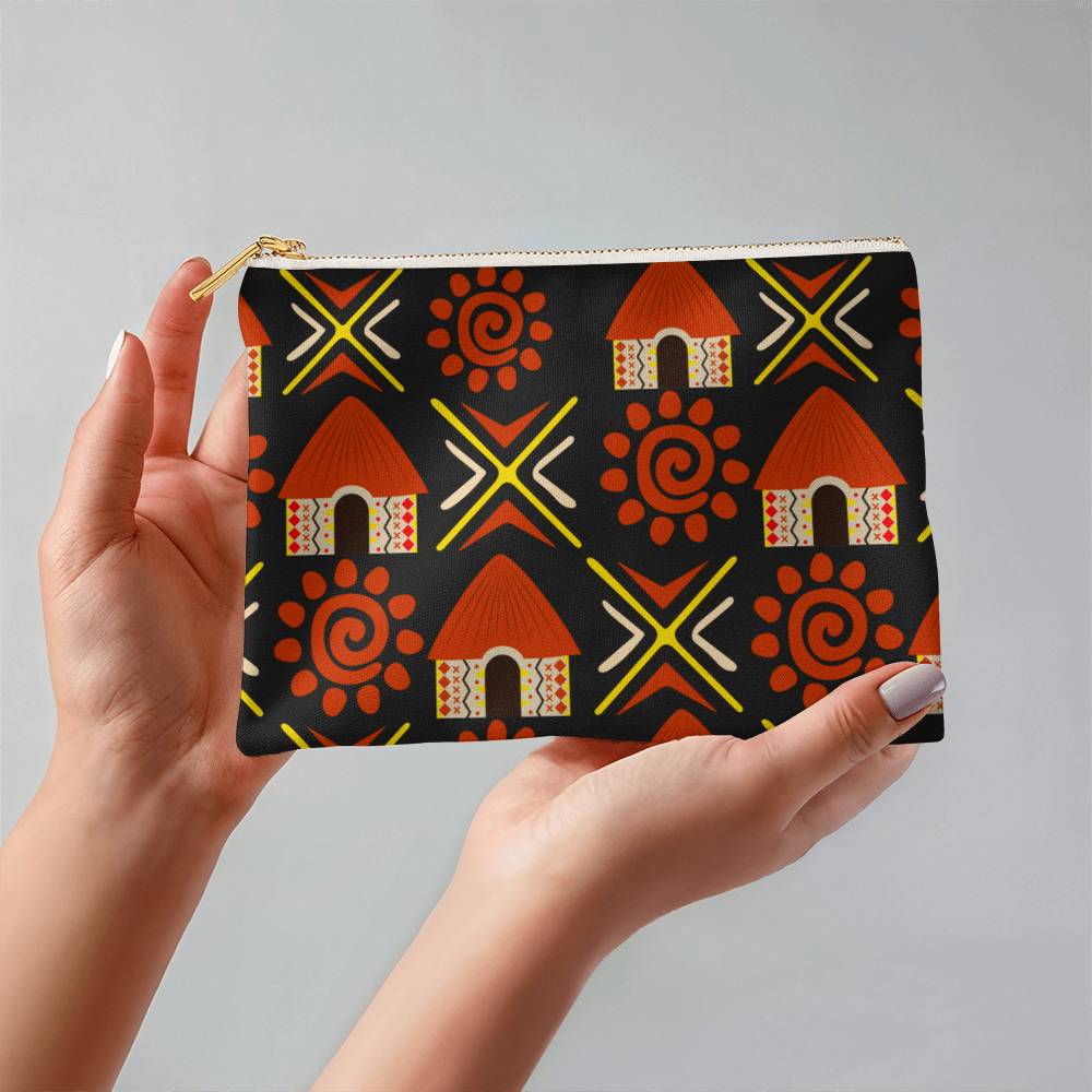 Small Tribal Huts  Fabric Zipper Pouch a Gift for Wives/Mothers/Girlfriend/Sisters.