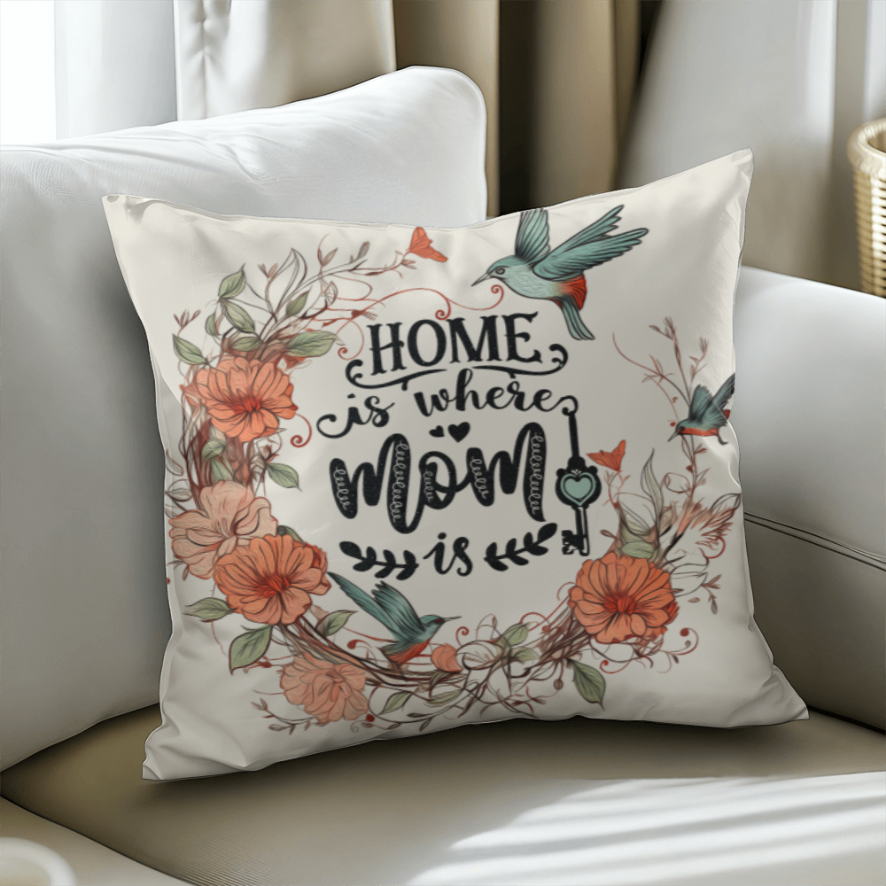 HOME is where MOM is Pillow Cover- A Gifts for Mothers/Daughters.