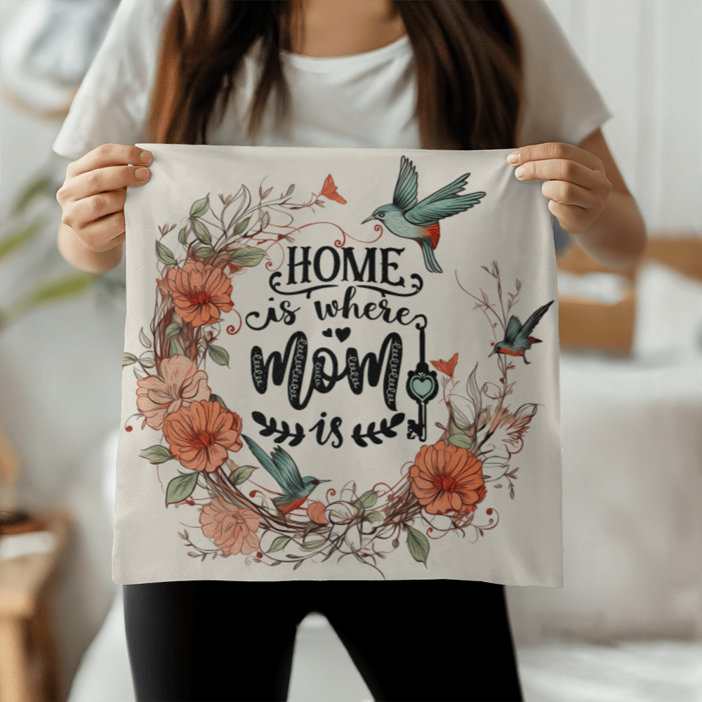 HOME is where MOM is Pillow Cover- A Gifts for Mothers/Daughters.