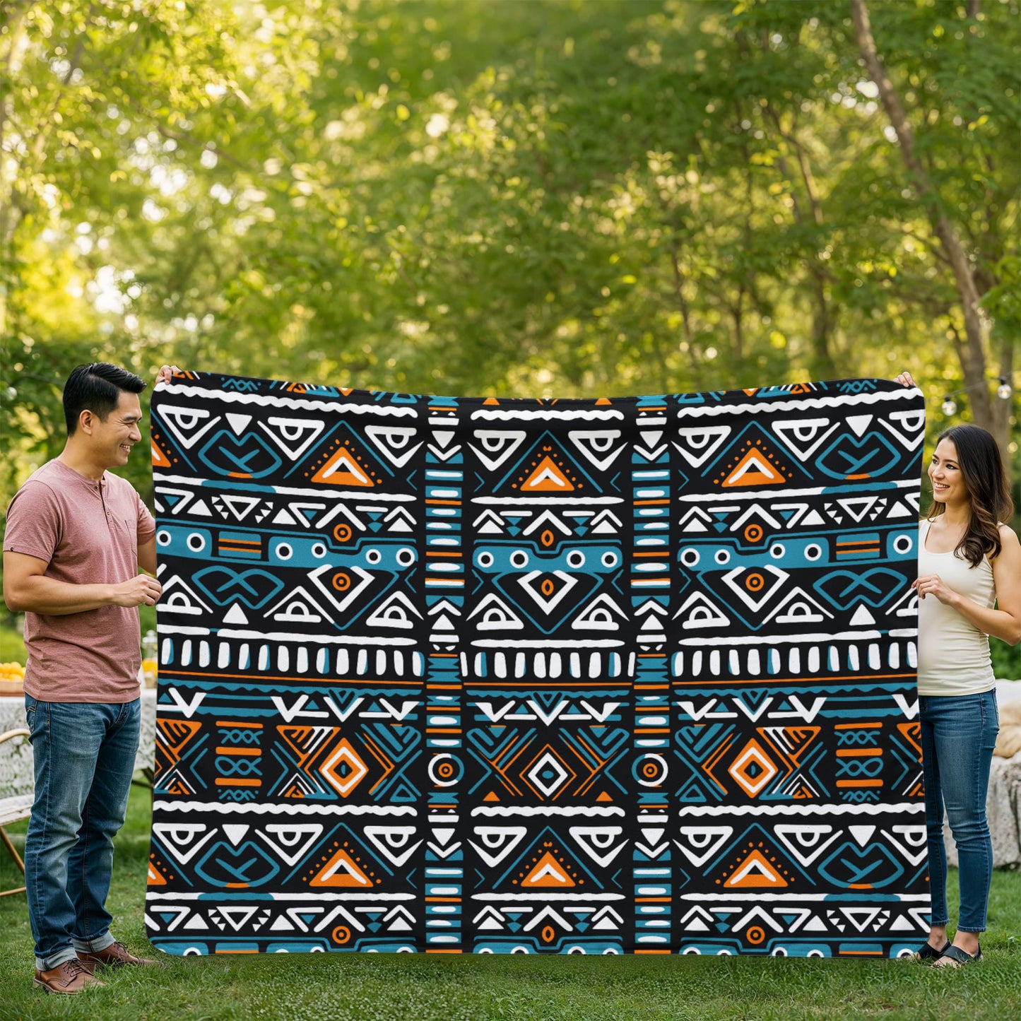 Geometric Sherpa Fleece Blanket a Gift for Son/Father/Mother.