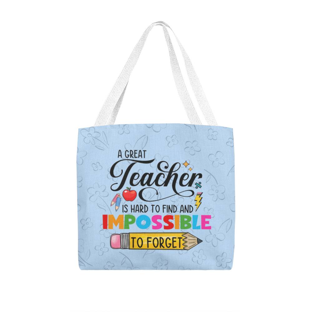 A Great Teacher Classic Blue Tote Bag- a Gift for Teachers/Fathers/Mothers/Sons/Daughters.