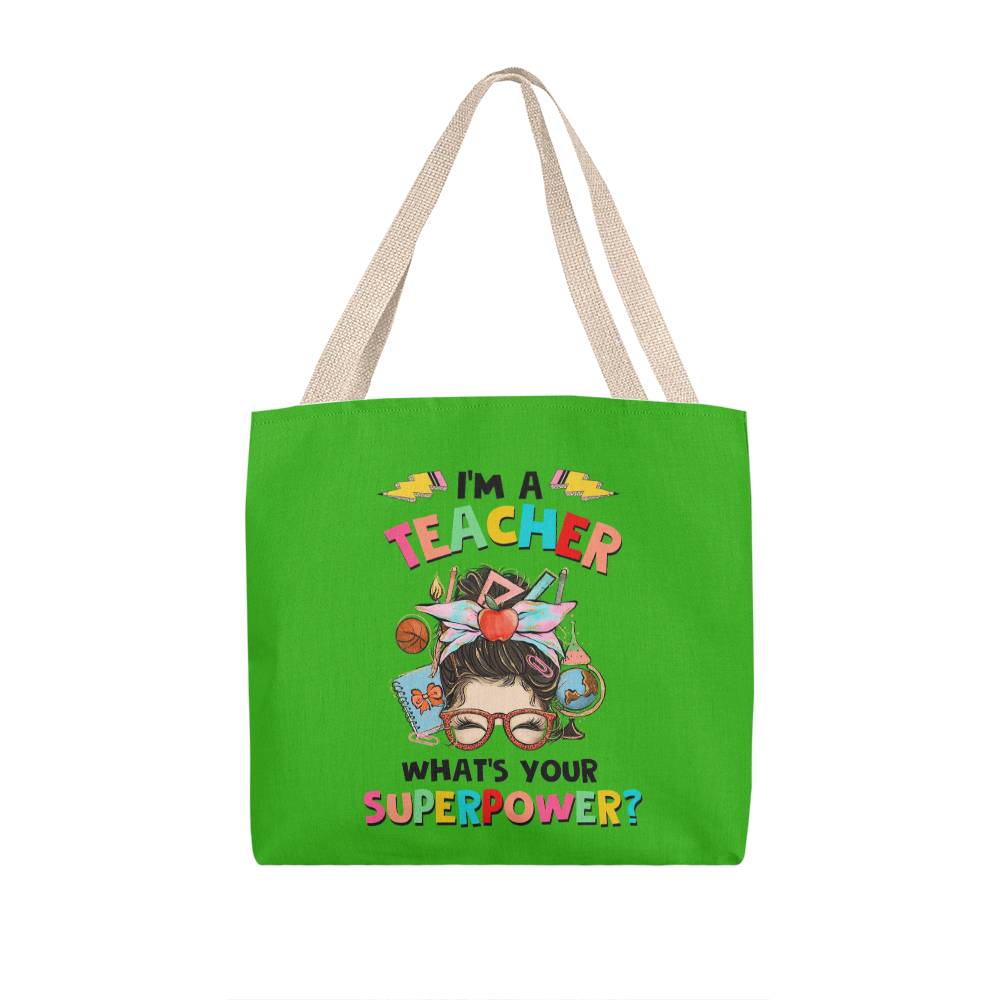 I'm a Teacher Classic Green Tote Bag- a Gift for Teachers/Fathers/Mothers.