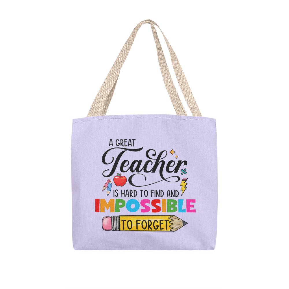 A Great Teacher Classic Purple Tote Bag- a Gift for Teachers/Fathers/Mothers.