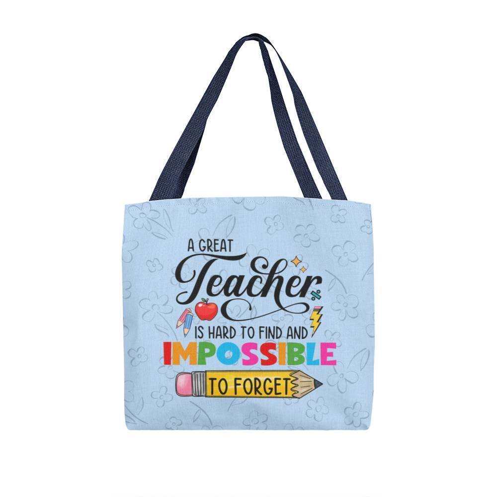 A Great Teacher Classic Blue Tote Bag- a Gift for Teachers/Fathers/Mothers/Sons/Daughters.
