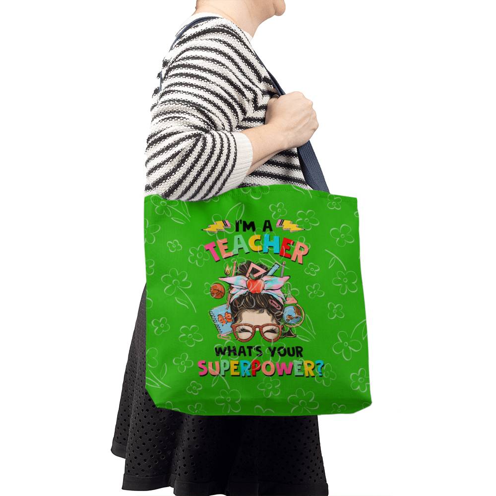 I'm a Teacher Classic Green Tote Bag- a Gift for Teachers/Fathers/Mothers/ Son/Daughter.