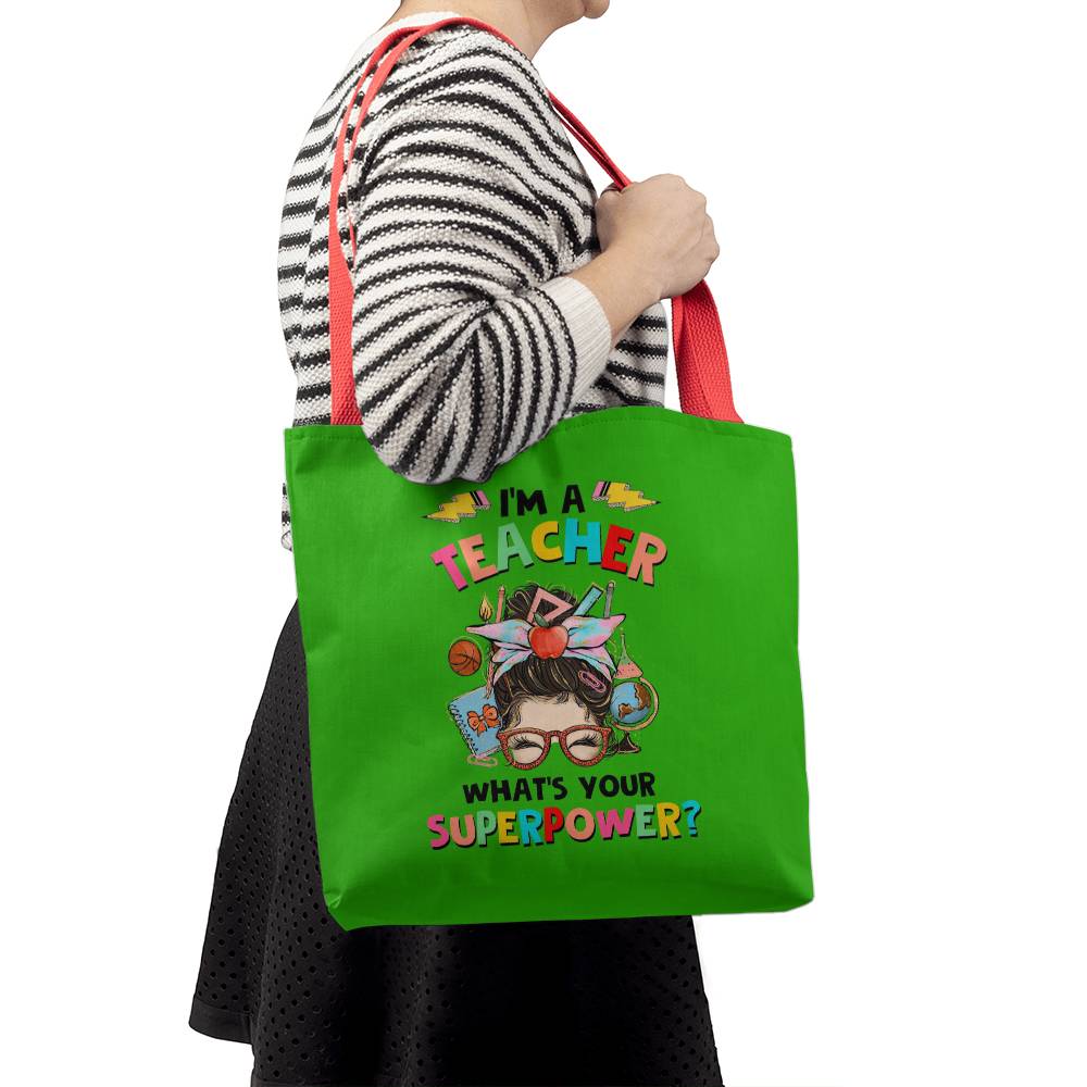 I'm a Teacher Classic Green Tote Bag- a Gift for Teachers/Fathers/Mothers.