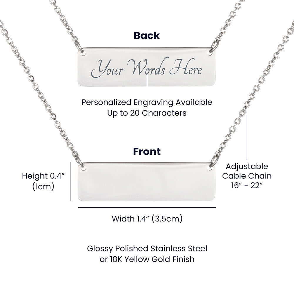 My Heart Beats for You- Horizontal Bar Necklace- a Gift for Wife/Girlfriend/Soulmate/Sister.