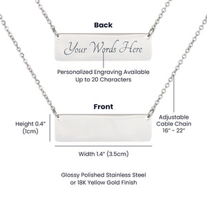My Heart Beats for You- Horizontal Bar Necklace- a Gift for Wife/Girlfriend/Soulmate/Sister.