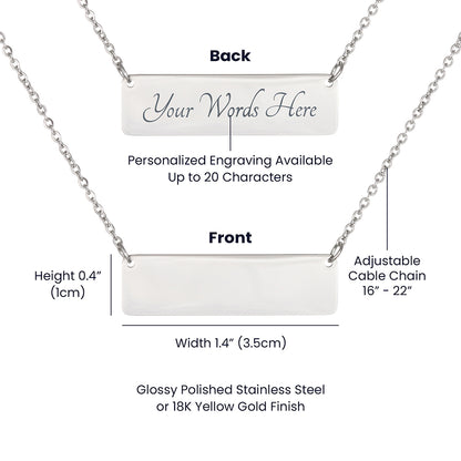 My Heart Beats for You- Horizontal Bar Necklace- a Gift for Wife/Girlfriend/Soulmate/Sister.