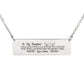 To My Daughter Horizontal Bar Necklace