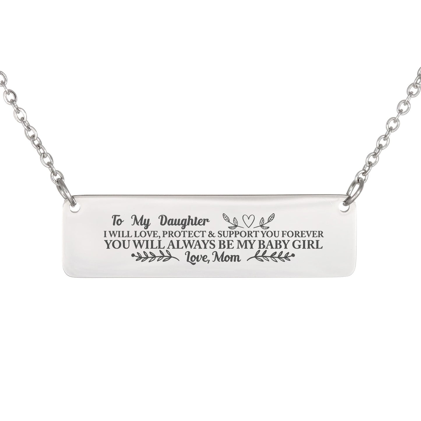 To My Daughter Horizontal Bar Necklace