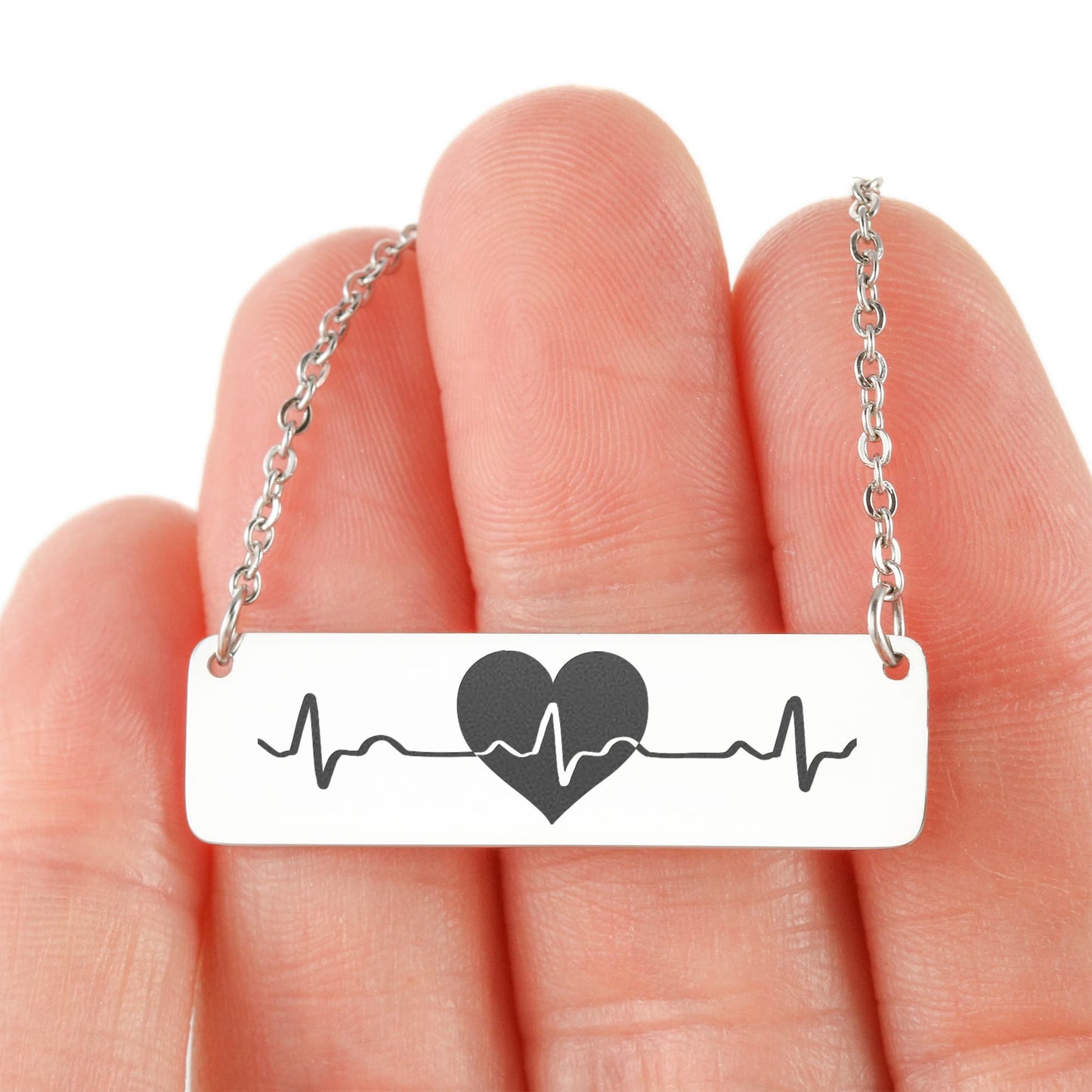 My Heart Beats for You- Horizontal Bar Necklace- a Gift for Wife/Girlfriend/Soulmate/Sister.