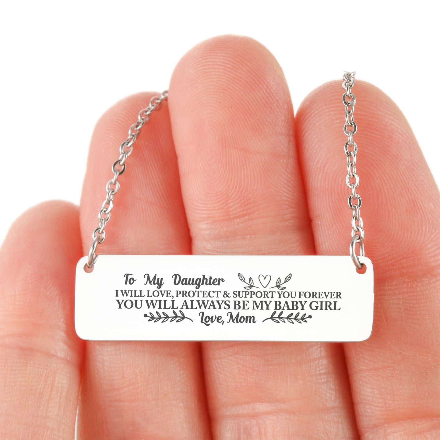 To My Daughter Horizontal Bar Necklace