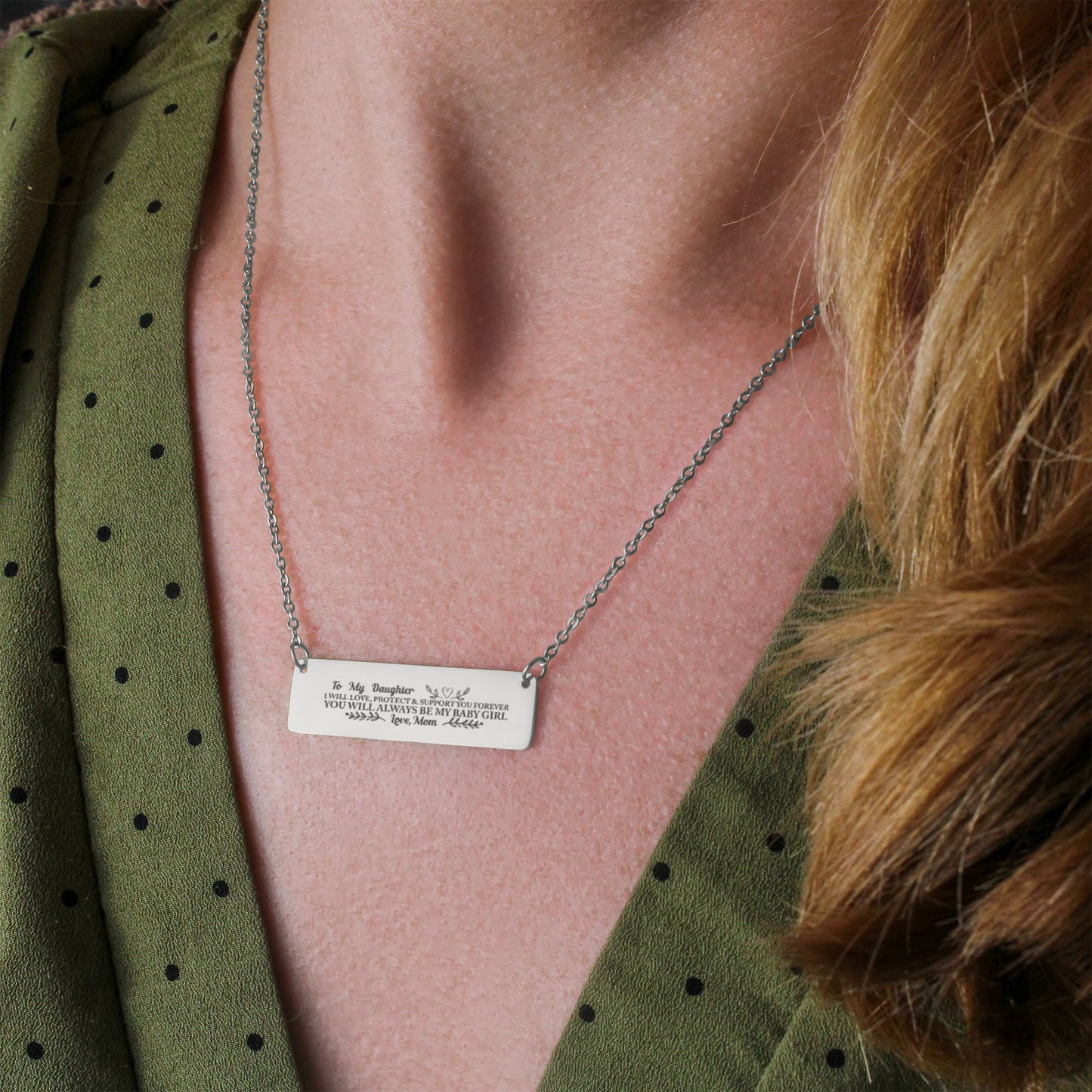 To My Daughter Horizontal Bar Necklace