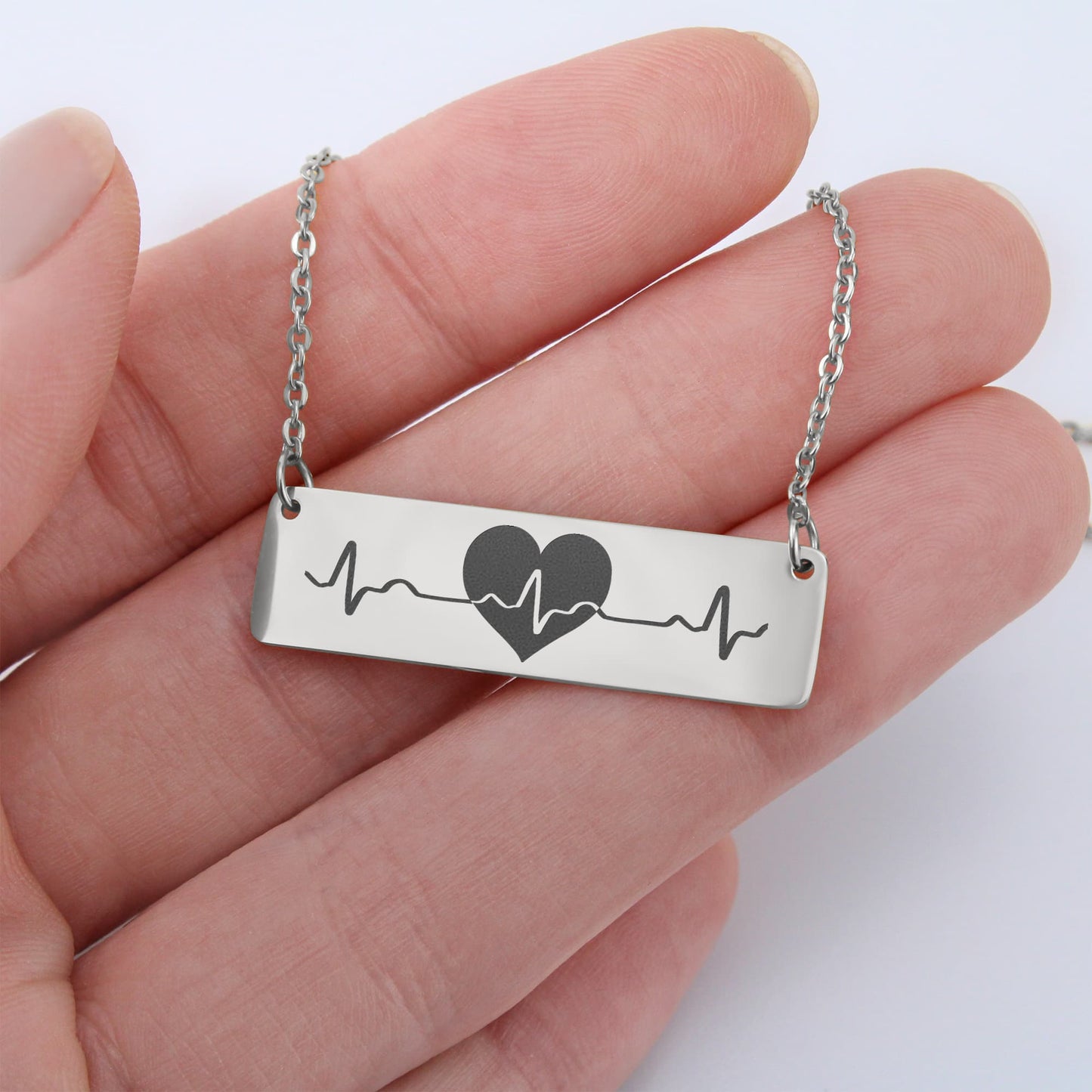My Heart Beats for You- Horizontal Bar Necklace- a Gift for Wife/Girlfriend/Soulmate/Sister.